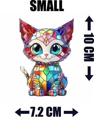 Buy Kitten Stained Glass Effect Static Cling Window Sticker Colourful Cat Gift • 3.49£