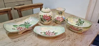 Buy 5 Art Deco Vintage Maling Dahlia Pearl Lustre Ware Ginger Jar Vase Bowl & Dishes • 55£