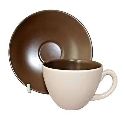 Buy Poole Pottery Expresso Coffee Cup And Saucer In Twintone C54 Mushroom & Sepia • 4.95£