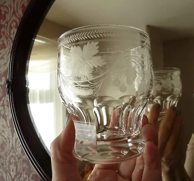 Buy Antique Etched Crystal Whisky /Ale Tumbler Glass, H10cm • 75£