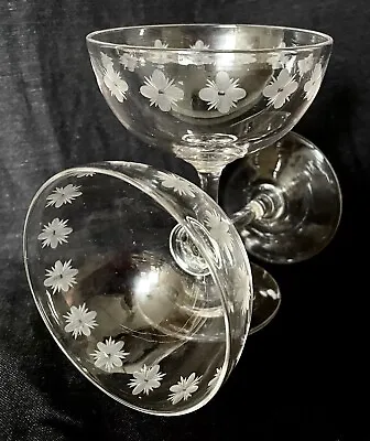 Buy BEAUTIFUL PAIR Of EWARDIAN CRYSTAL CHAMPAGNE SAUCERS/COUPES  ANTIQUE C1910 • 65£