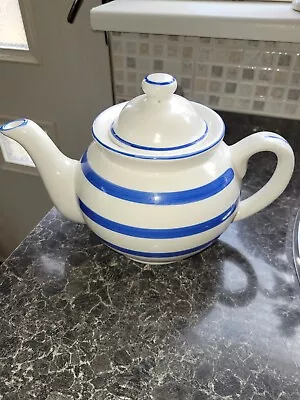 Buy Lovely Blue And White Striped Cornish Ware ''style'' Ceramic Teapot Medium Size • 10£
