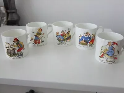 Buy Set Of 5 Vintage Nursery Rhyme Children’s Fine China Mugs/cups. • 19.99£