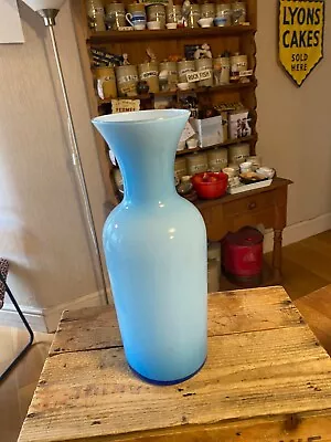 Buy Vintage Tall & Large Pale Blue Cased Glass Vase – Great Shape! – • 24.99£
