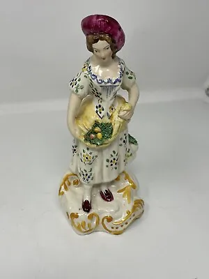 Buy Staffordshire Ware England Figurine Woman With Fruit Sellers Vintage • 8£