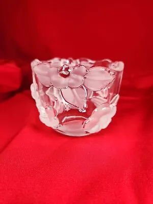 Buy Beautiful Rare Frosted Glass Trinket Sweet Bowl Fruit Floral 3D Design Retro VGC • 6.99£