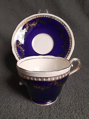Buy Vintage Aynsley Cobalt Blue Gold Trim Accents Bone China Tea Cup And Saucer 5377 • 46.49£