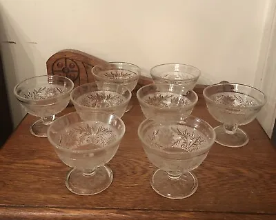 Buy 8 Vintage Tiara Clear Sandwich Indiana Glass Footed Sherbet Dessert Cup Excel! • 24.66£