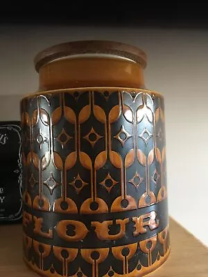 Buy Vintage Retro Hornsea Pottery Flour Jar  With Wooden Lid Heirloom Design 20cm • 15£