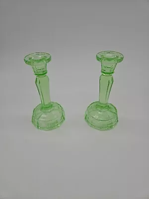 Buy Uranium Glass Brockwitz Trinket Set Pattern 5900... Candle Stick • 29.99£