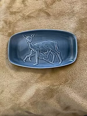 Buy Vintage Poole Pottery Blue Trinket Tray With Deer Pattern • 9£