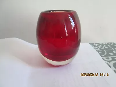 Buy Whitefriars Ruby Red Art Glass Cased Ovoid Shaped Vase Pattern 9518 VGC • 11.99£