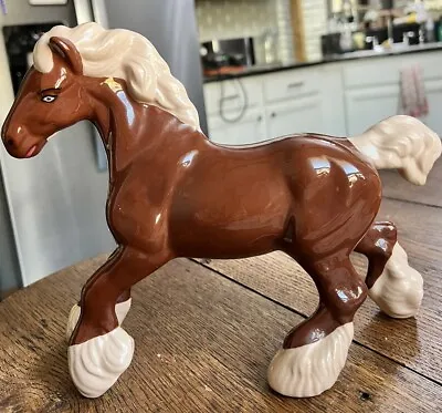 Buy BESWICK Style Cantering Shire Horse Brownish-Red Glossy Cream Mane, Tail Hoofs • 37.93£
