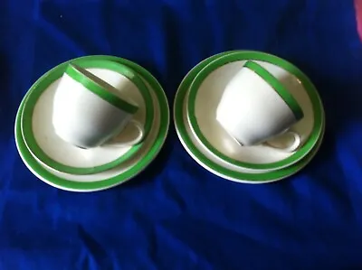 Buy 2 X Queens Green Solian Ware Cups Saucers And Plates • 9.99£