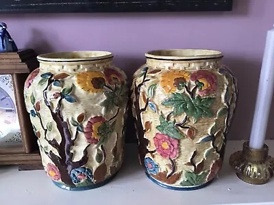 Buy A Pair Of Beautiful Large  H J Wood 'Indian Tree' Vases 21cms.   Pattern  573 • 25£
