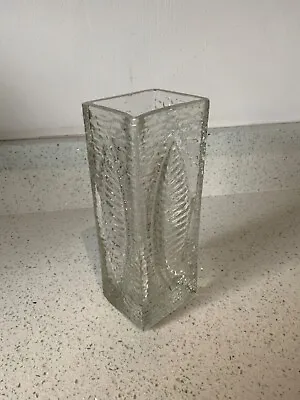 Buy VINTAGE  Heavy Glass Vase  Impressed Leaf Brick GLASS VASE • 29.99£