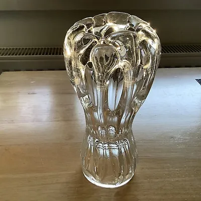 Buy 18cm Tall Art Glass Clear Sculptured Vase, Made In Poland, Lovely Shape / Design • 20.50£