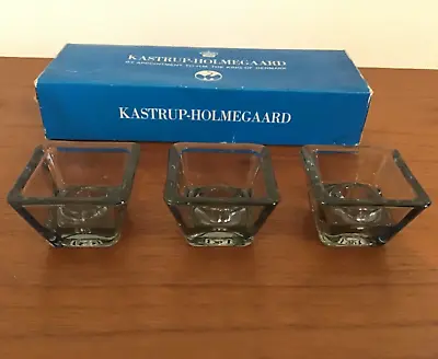 Buy Vintage Mid Century Danish Holmegaard Smoked Glass Candle Holders Original Box • 20£