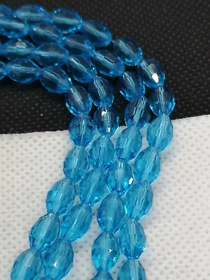 Buy Czech Crystal Glass Beads, Faceted, Oval, Blue, 8mm X 6mm (GR 91) • 4.50£