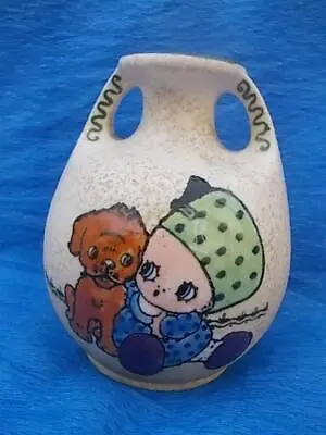 Buy 1930s ART DECO POTTERY VASE WITH A YOUNG GIRL AND HER PUPPY . M284 • 11.99£