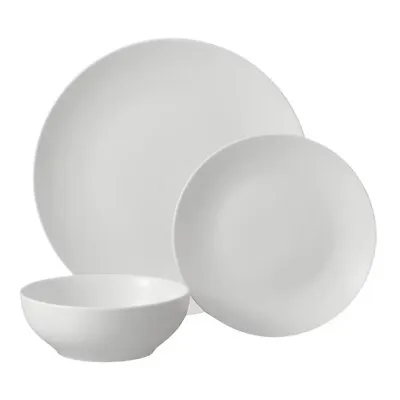 Buy Mainstays Glazed White Stoneware Dinnerware Set, 12-Pieces US • 18.74£