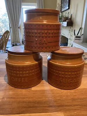 Buy Vintage Hornsea Saffron Ceramic Storage Jars X 3: TEA COFFEE SUGAR JARS 11CM TAL • 14£
