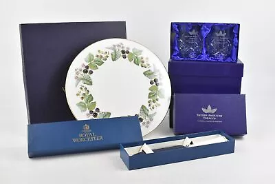 Buy Royal Worcester & Royal Doulton Bundle Crystal Glasses Cake Platter Boxed • 29.99£