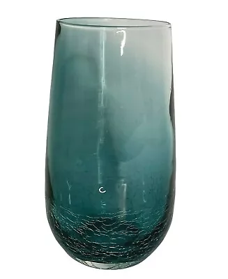 Buy Pier 1 Tall Crackle Glass Tumbler Teal Blue Aqua Ombre Replacement Drinkware 6  • 20.50£
