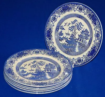 Buy Vintage English Ironstone Pottery Set Willow Pattern Dinner Plates 9.75 . • 26.99£