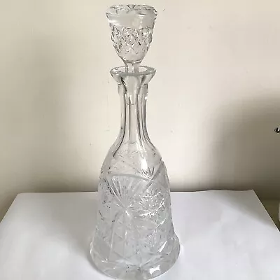 Buy Clear Cut Glass Decanter 11ins • 3.99£