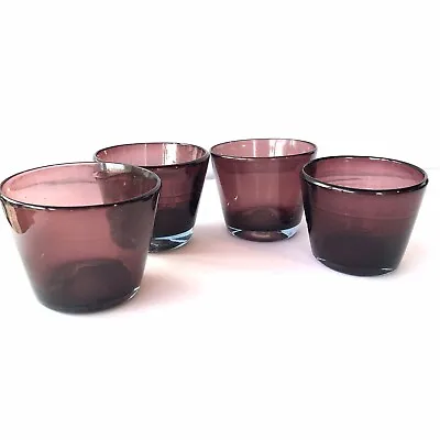 Buy Deep Purple Amethyst Bubble Hand Blown Drinking Glasses Set Of 4 • 26.96£