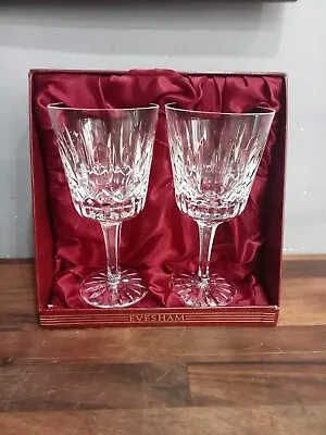 Buy Boxed Webb Continental Evesham Hand Cut Lead Crystal Pair Wine Glasses • 15£