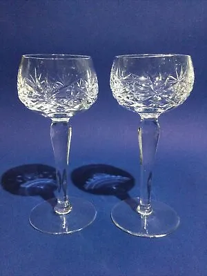 Buy Crystal Glass 2 X Hand Cut Lead Crystal Hock / Wine Glasses • 15.95£