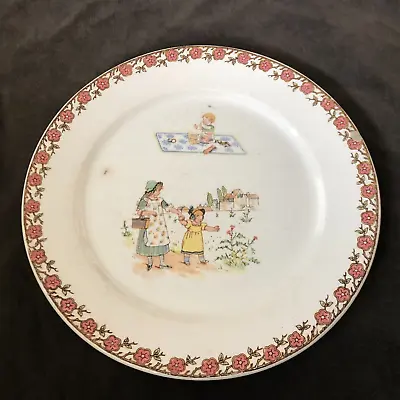 Buy Rare Antique French Sarreguemine Pottery Ceramic Children's 20cm Dia Plate • 10£