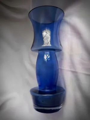 Buy Vintage Riihimaki / Riihimaen Lasi Oy Finnish BLUE Art Glass Vase C1970's-28cm • 23.75£