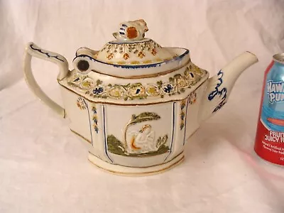 Buy Antique 19C Prattware Pottery Putti & Woman Teapot • 241.54£