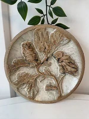 Buy Bernard Rooke Stoneware Owl Wall Plate Nature Vintage British Pottery Signed • 34£