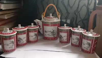 Buy Vintage Chinese Porcelain Tea Set, Teapot And Cups With Lids • 18£
