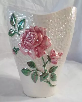 Buy Maling, 8.5  Lusterware Vase, With Embossed Rose, C1929-1963 • 24.99£