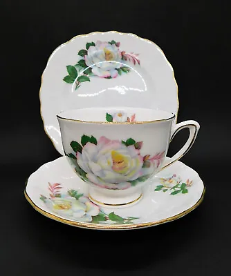 Buy Vintage Royal Vale White Rose 7670 Bone China Trio Tea Cup Saucer Plate England • 25£
