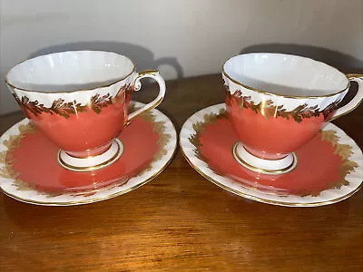 Buy Aynsley Gold &orange Bone China Cup And Saucer With Gold Gilding • 55£