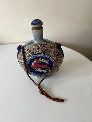 Buy Vintage Multicoloured Stoneware Art Pottery Flask From Germany - Westerwald • 35.99£