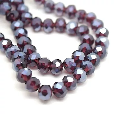 Buy Faceted Rondelle Crystal Glass Beads Lustre 4mm,6mm,8mm,10mm - Pick Colour • 2.15£