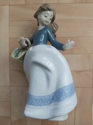 Buy VERY RARE MINT NAO By Lladro Bone China Figurine Young Lady With Basket • 19.99£