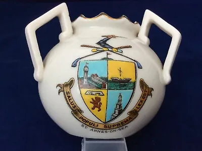 Buy Rare Triple St. Annes-on-Sea, Duchy Of Lancaster, Lancaster County Crestware Pot • 35£