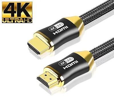 Buy 4k Hdmi Cable 2.0 High Speed Premium Gold Plated Braided Lead 2160p 3d Hdtv Uhd • 6.99£