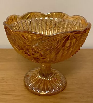 Buy Vintage Marigold Orange Glass Pedestal Bowl Potpourri - Approx Height 12cm. • 13.99£