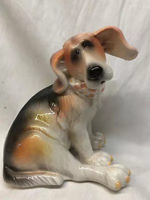 Buy Pacific Rim Hound Dog Figurine Figure Sitting Floral Ring Around Neck 7 1/4   • 68.60£