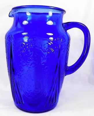 Buy Royal Lace Pitcher Hazel Atlas Blue Depression Glass 64 Oz. Vintage Good Cond • 449.93£
