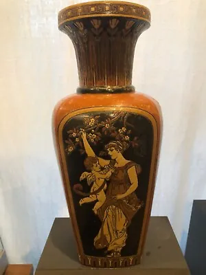 Buy Mettlach Tall Art Pottery Vase Greek Mythology Four Seasons Psyche & Cupid • 191.26£